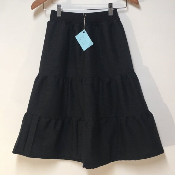 Mom and Pop's Kids Other - Skirt 100% Wool Girls 7/8 M Maxi Black Ruffle Tiered Neutral Mom and Pop's Kids